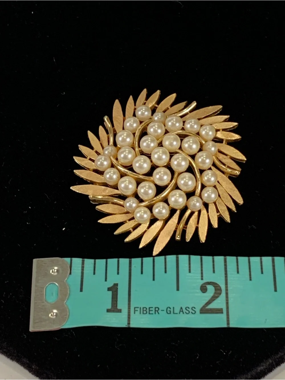 Vintage Trifari Gold Tone Faux Pearl Cluster Brooch